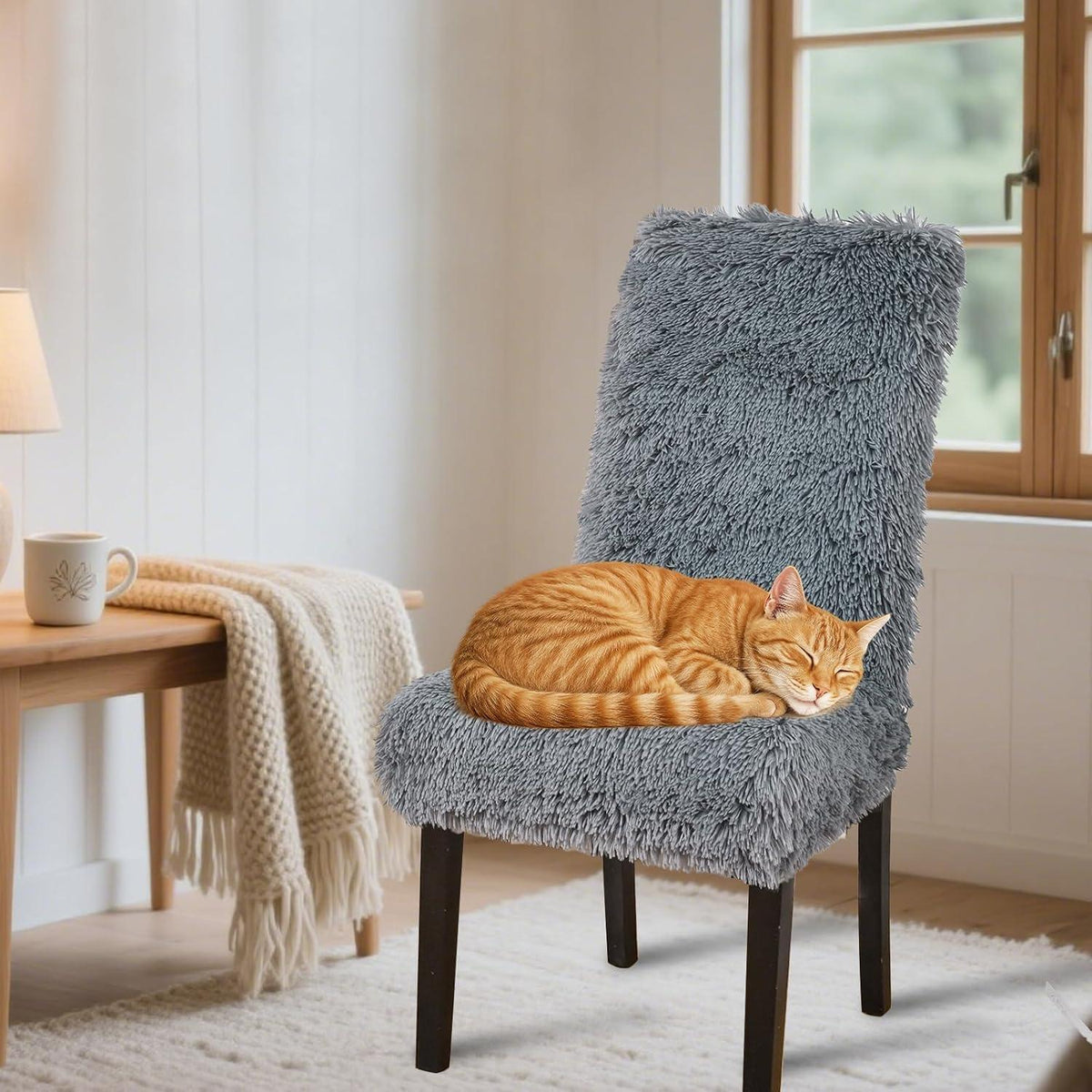 Stretch Stuhlhussen Set Dunkelgrau - 4er Pack für Esszimmer
