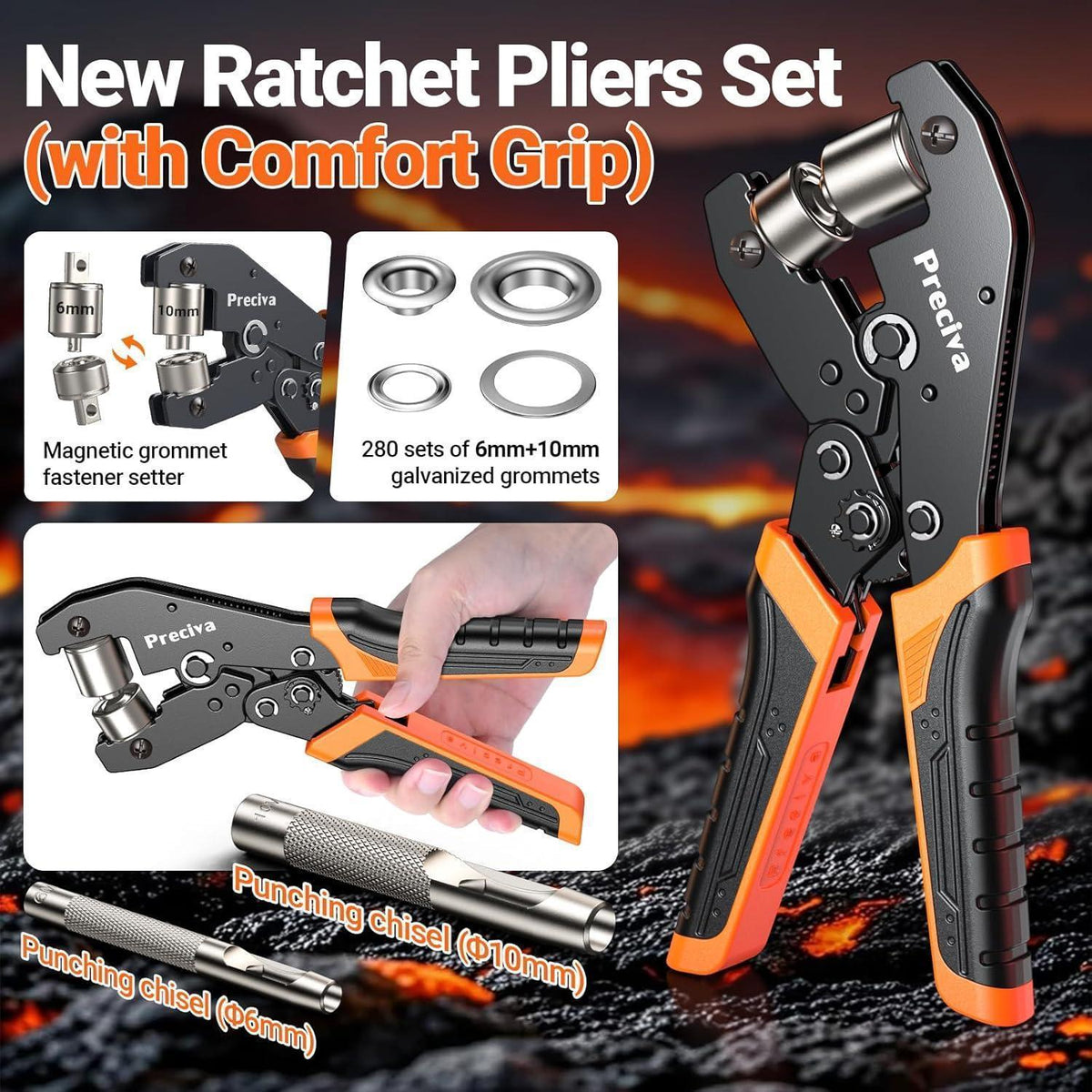 Profi Ösenzange Set mit 280 rostfreien Ösen für Stoffe & Planen