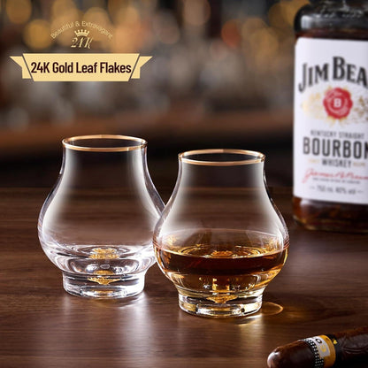 Whiskygläser 2er Set mit 24K Blattgold – Snifter für Brandy & Co.