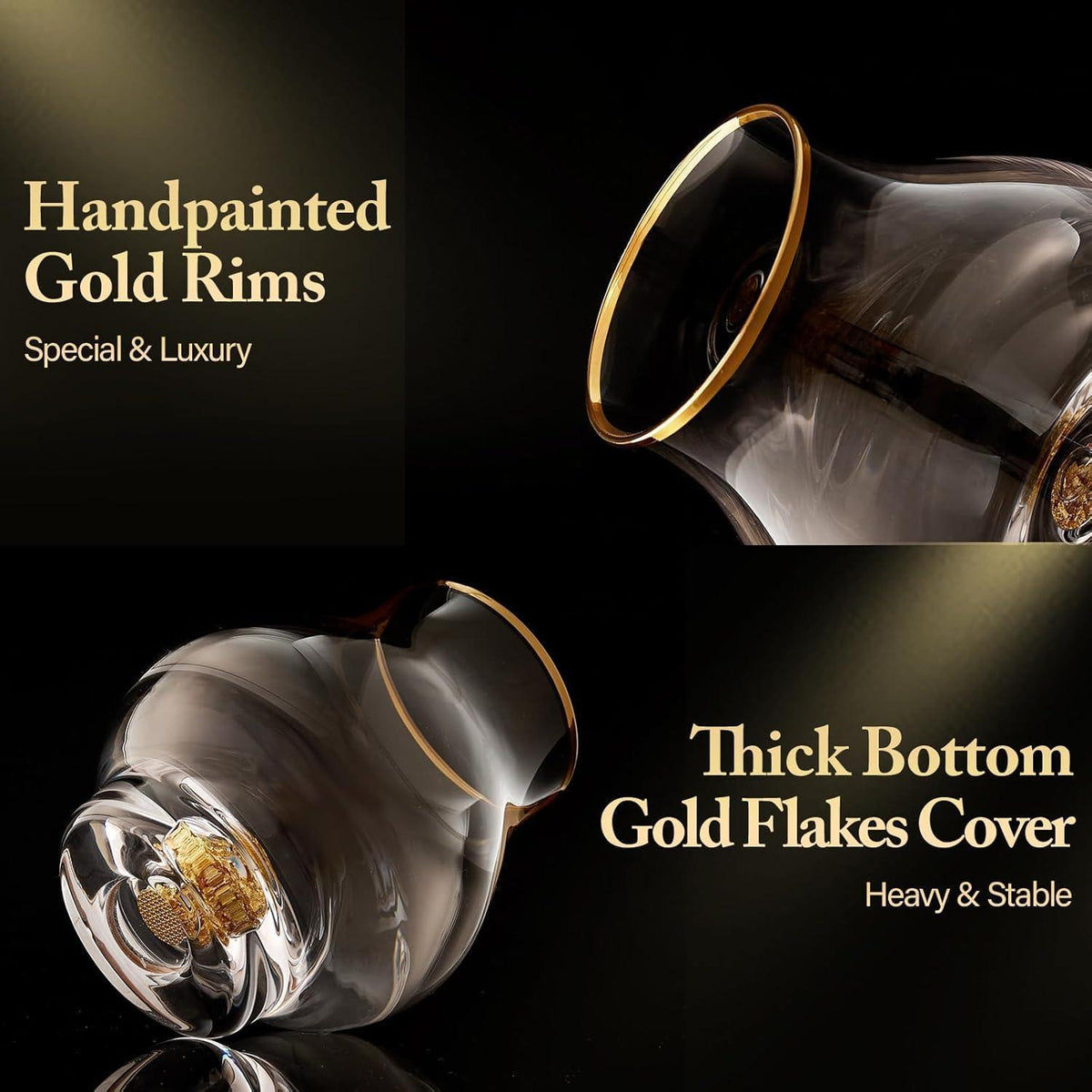Whiskygläser 2er Set mit 24K Blattgold – Snifter für Brandy & Co.