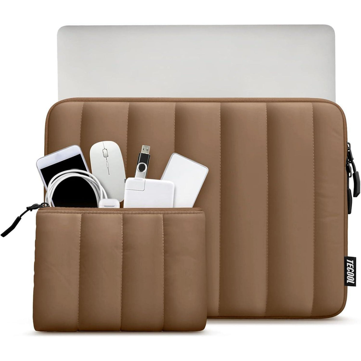 Gepolsterte Laptoptasche 13,3 Zoll mit Zubehörtasche, Braun
