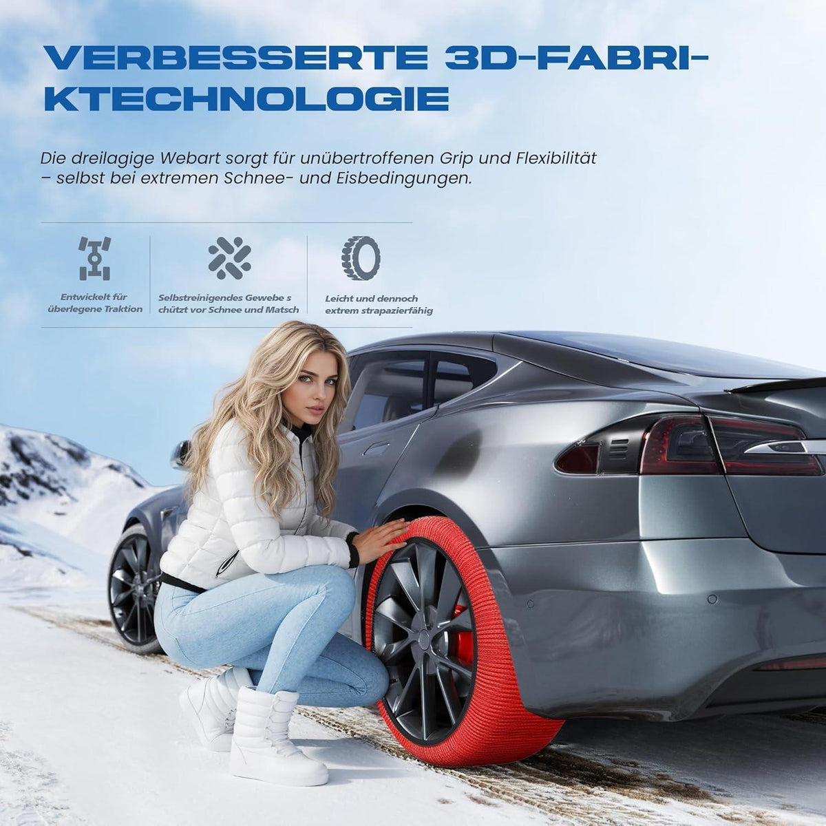 Schneesocken Winterreifen XL – Hochsicher & Leicht installierbar