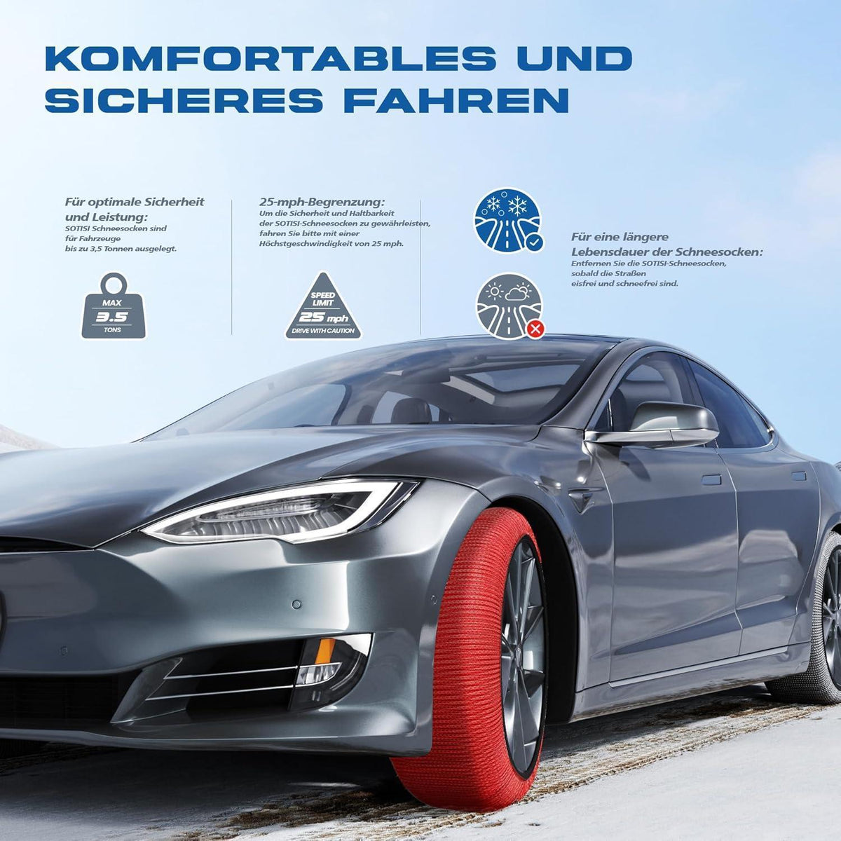 Schneesocken Winterreifen XL – Hochsicher & Leicht installierbar