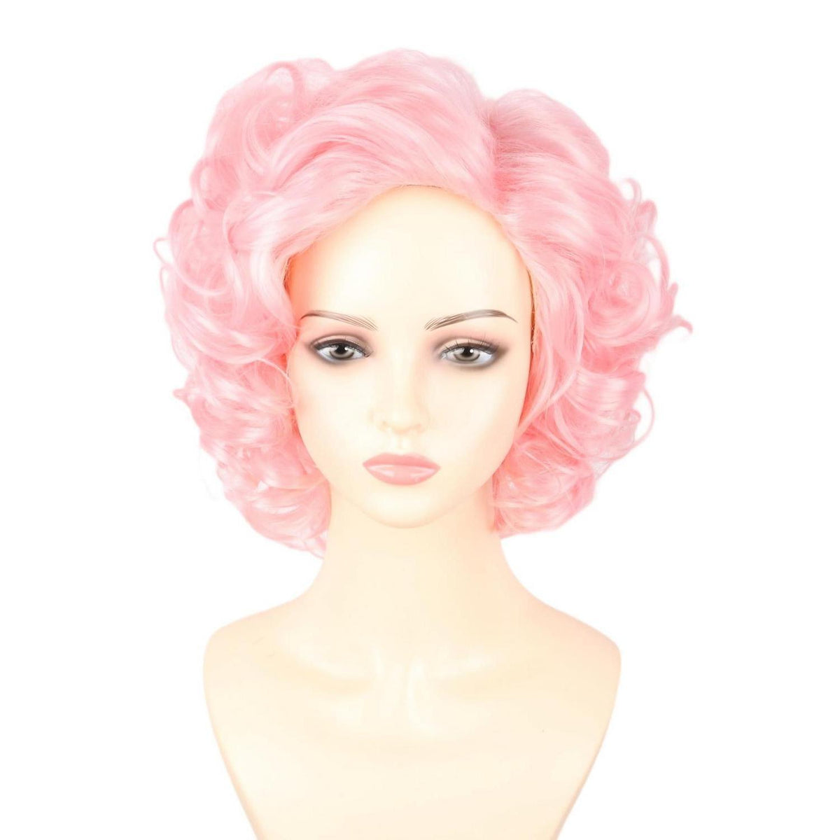 Rosa Lockige Damen Perücke – Halloween & Retro Kostüm