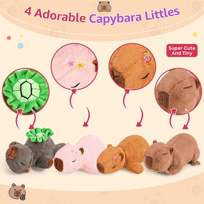 Capybara Kuscheltier Familie – 5 Stück Plüschtiere & Kissen