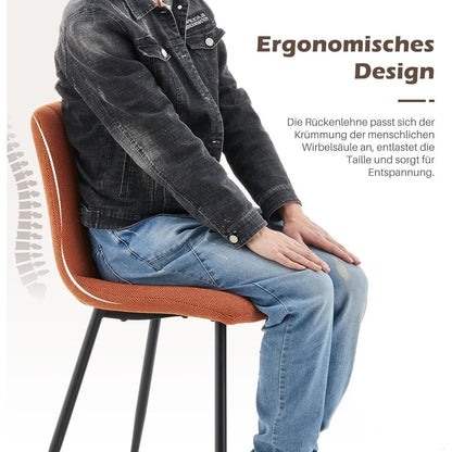 Gepolsterter Esszimmerstuhl Set 4er – Orange Leinen