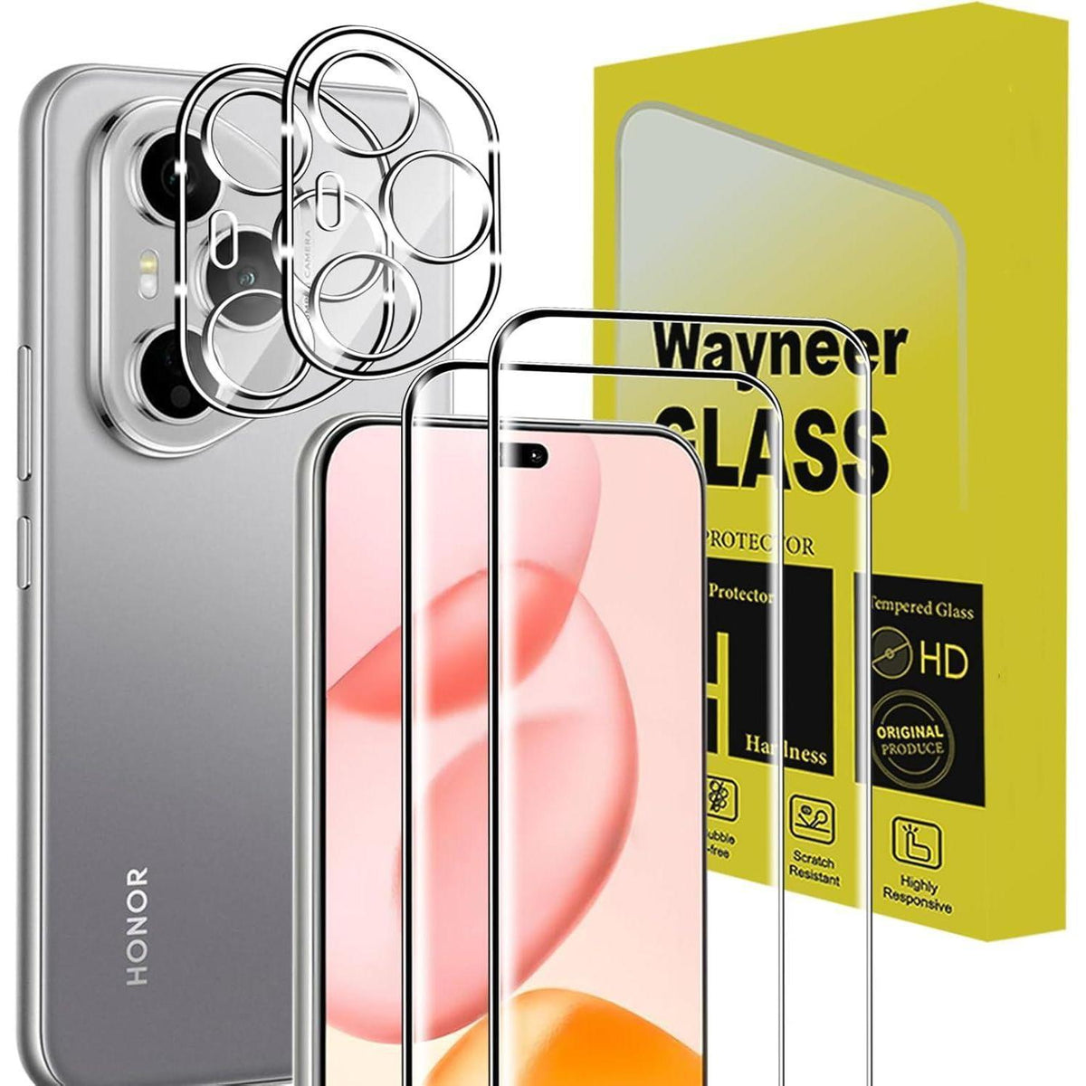 Panzerglasfolie für Honor 400 PRO 5G – 2x Displayschutz + 2x Kamera