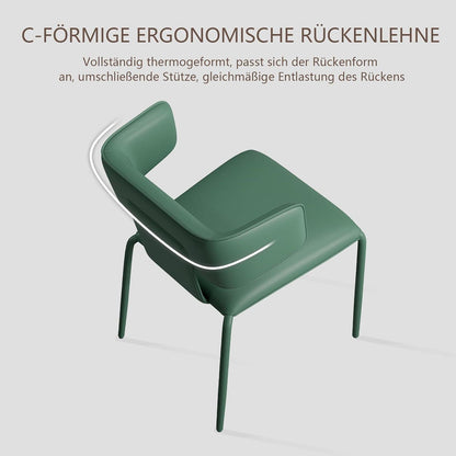 Esszimmerstuhl in Lederoptik, C-Lehne, Dunkelgrün