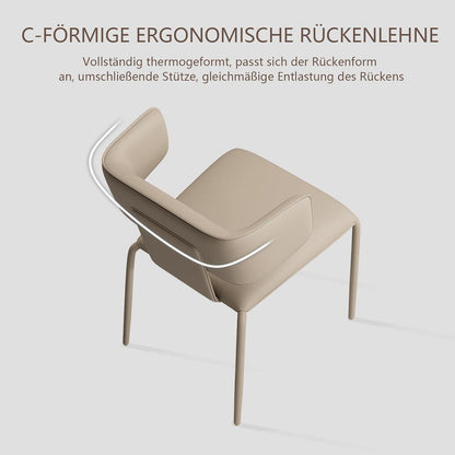 Esszimmerstuhl in Lederoptik, C-Lehne, Khaki