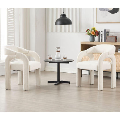 Gepolsterte Esszimmerstühle 2er Set, Chenille, Weiß