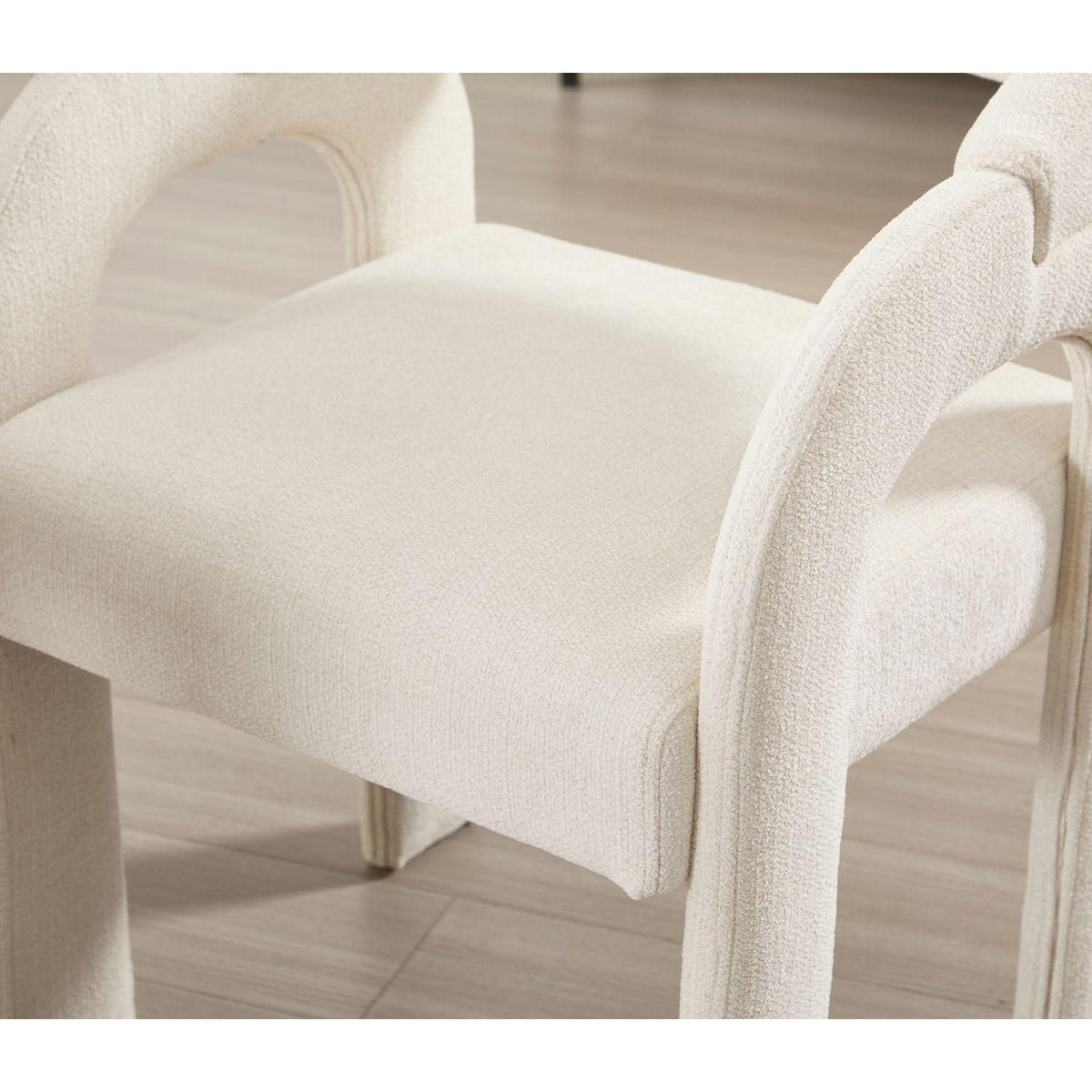 Gepolsterte Esszimmerstühle 2er Set, Chenille, Weiß
