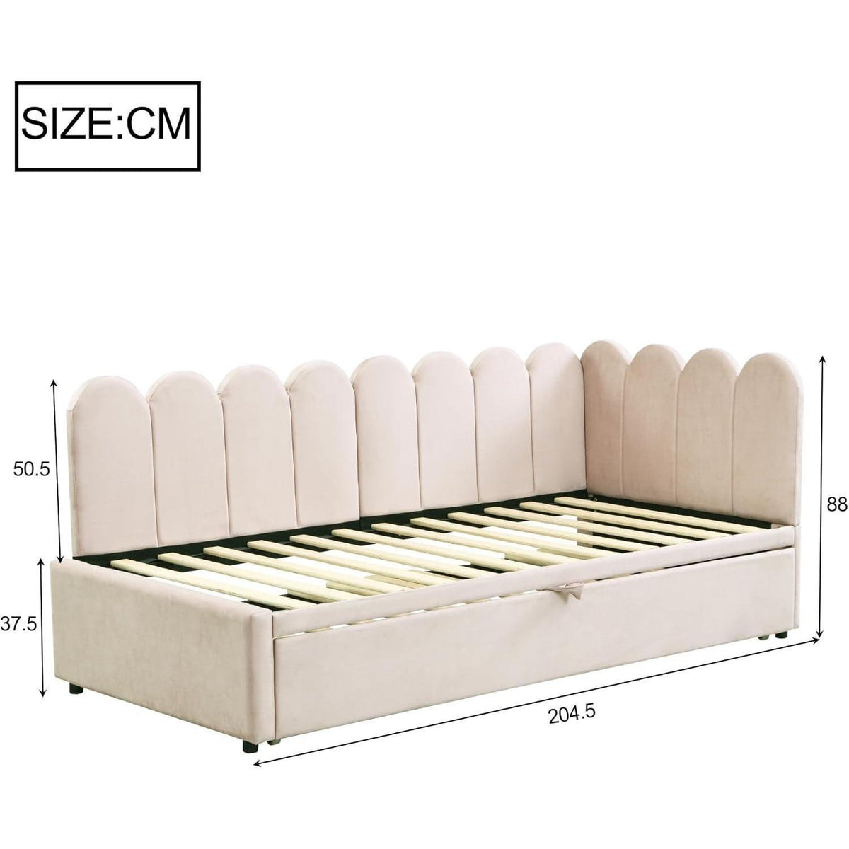 2-in-1 Schlafsofa L-Form – Samtbeige, 90x200cm
