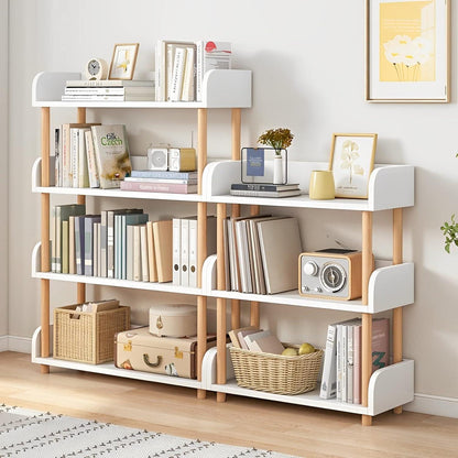 4-Ebenen Bücherregal Holz - Modernes Freistehend Regal Weiß