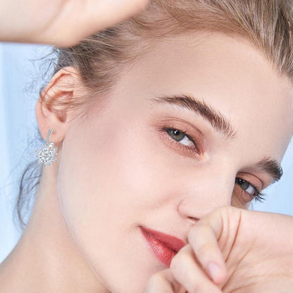 Blumen Creolen Silber mit Zirkonia – Damen Ohrringe