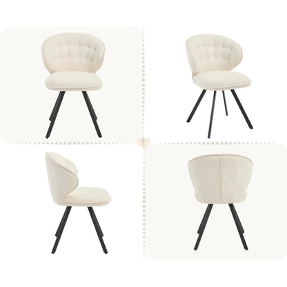 Esszimmerstühle 2er Set Chenille Weiß – Moderne Akzentstühle