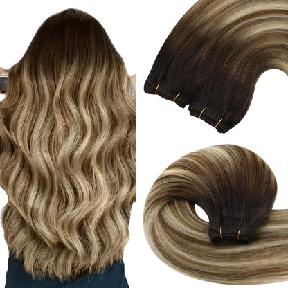 Echthaar Tressen Ombre Braun 45cm – Gerade Weave Extension