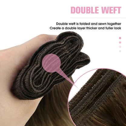 Echthaar Tressen Ombre Braun 45cm – Gerade Weave Extension