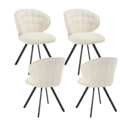 Esszimmerstühle Set 4 – Chenille, Modern, Weiß
