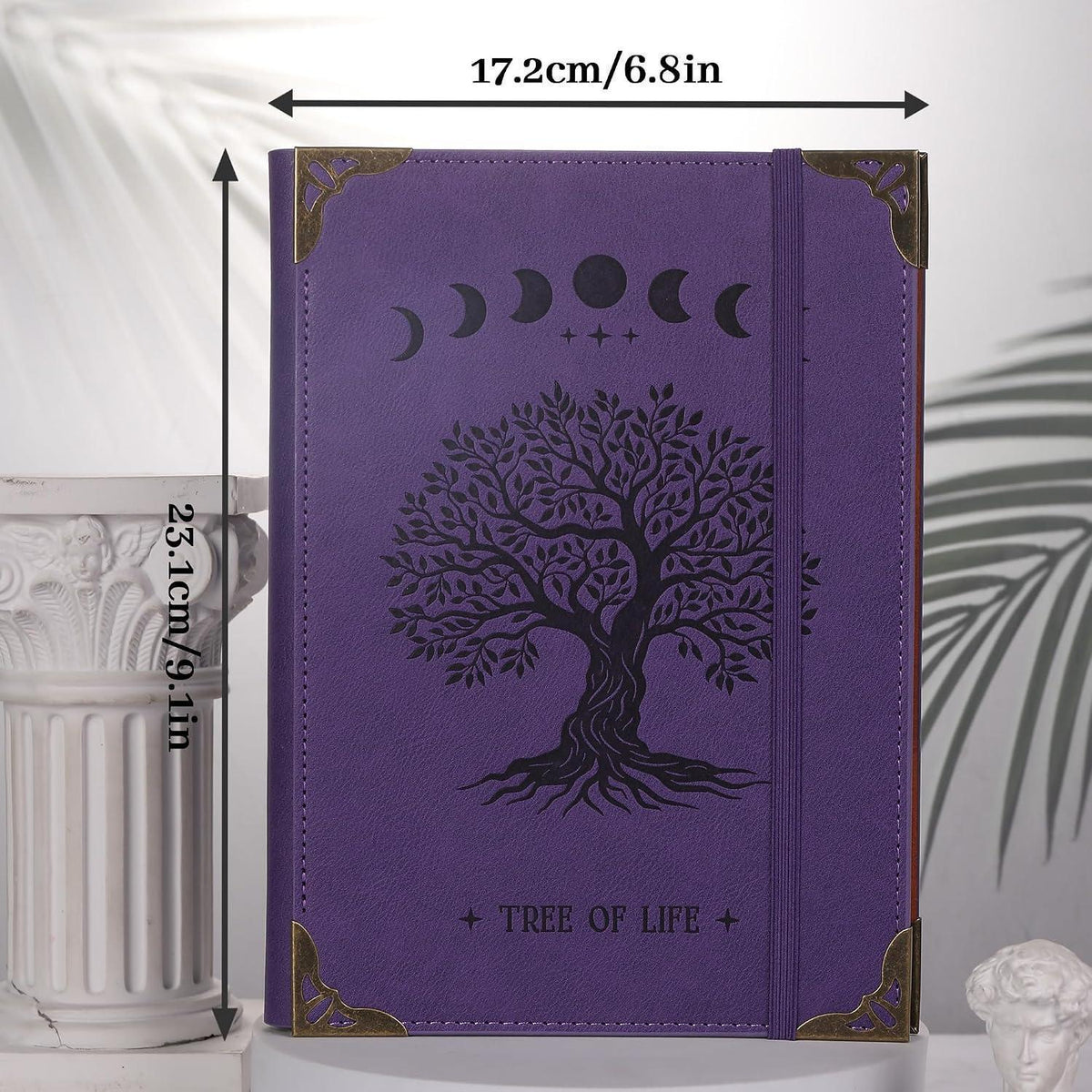 A5 Ringbuch Tagebuch mit 6 Ringen, Vintage Baumdesign Violett