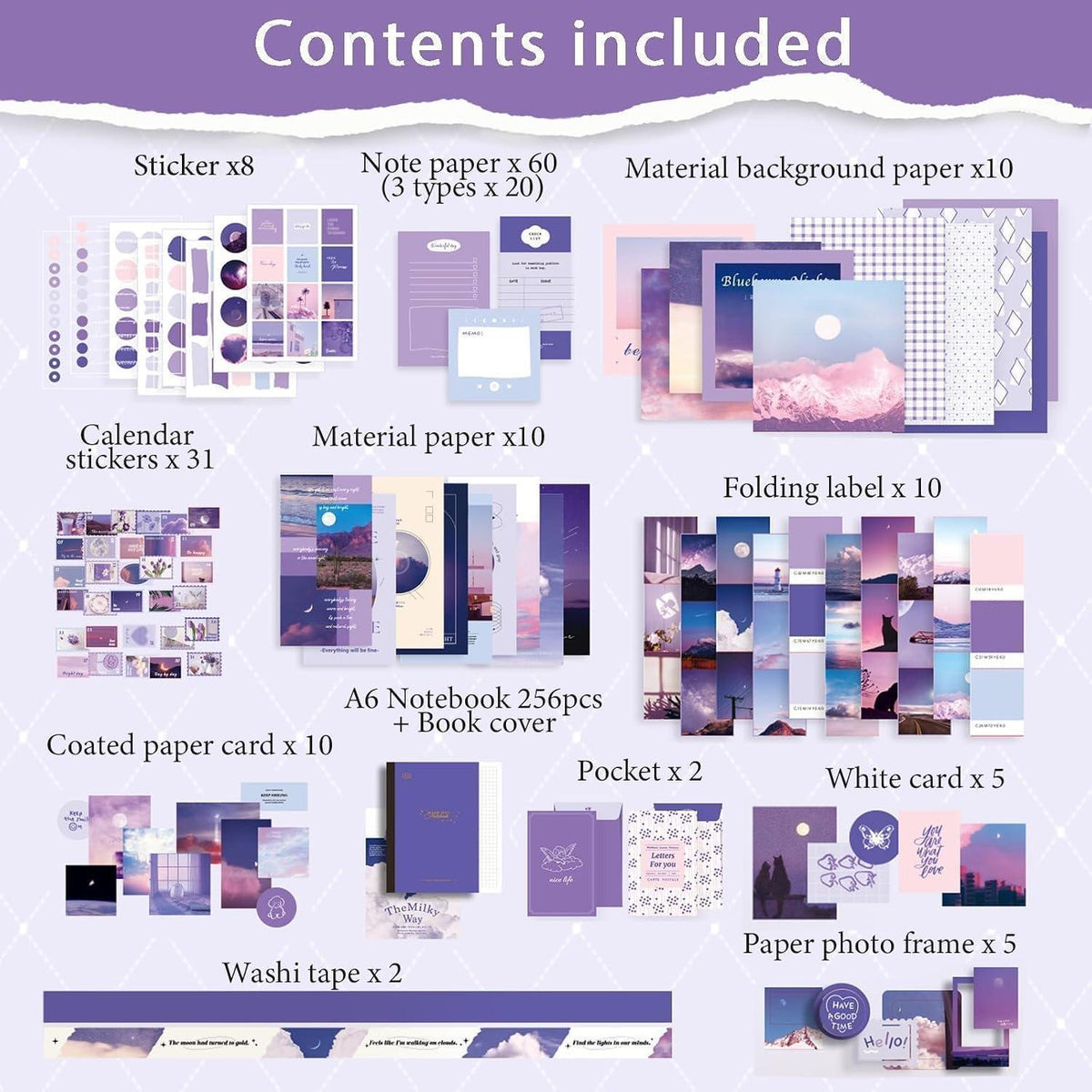 Scrapbooking Set 394 Teile – Tagebuch Zubehör DIY Bastelset