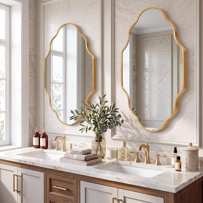 Wavy Gold Wandspiegel – Eleganter Wellenrahmen 115x65cm