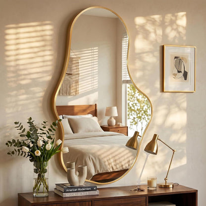 Wavy Wandspiegel Gold – Abstraktes Wellendesign 100x60cm