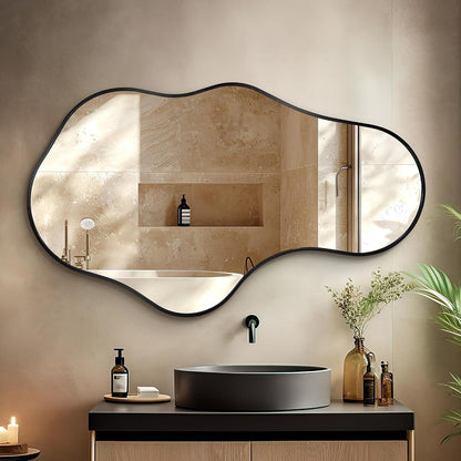 Wavy Wandspiegel Schwarz – Abstraktes Wellen-Design