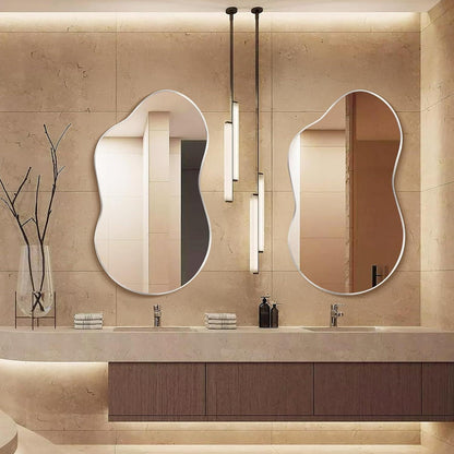 Moderner Wandspiegel Metallrahmen Unregelmäßig Silber 115x65 cm