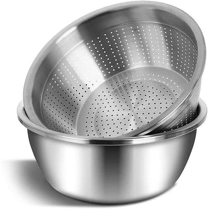 Edelstahl Rührschüssel 32cm mit Sieb – Vielseitige Küchenschüssel