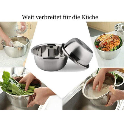 Edelstahl Rührschüssel 32cm mit Sieb – Vielseitige Küchenschüssel