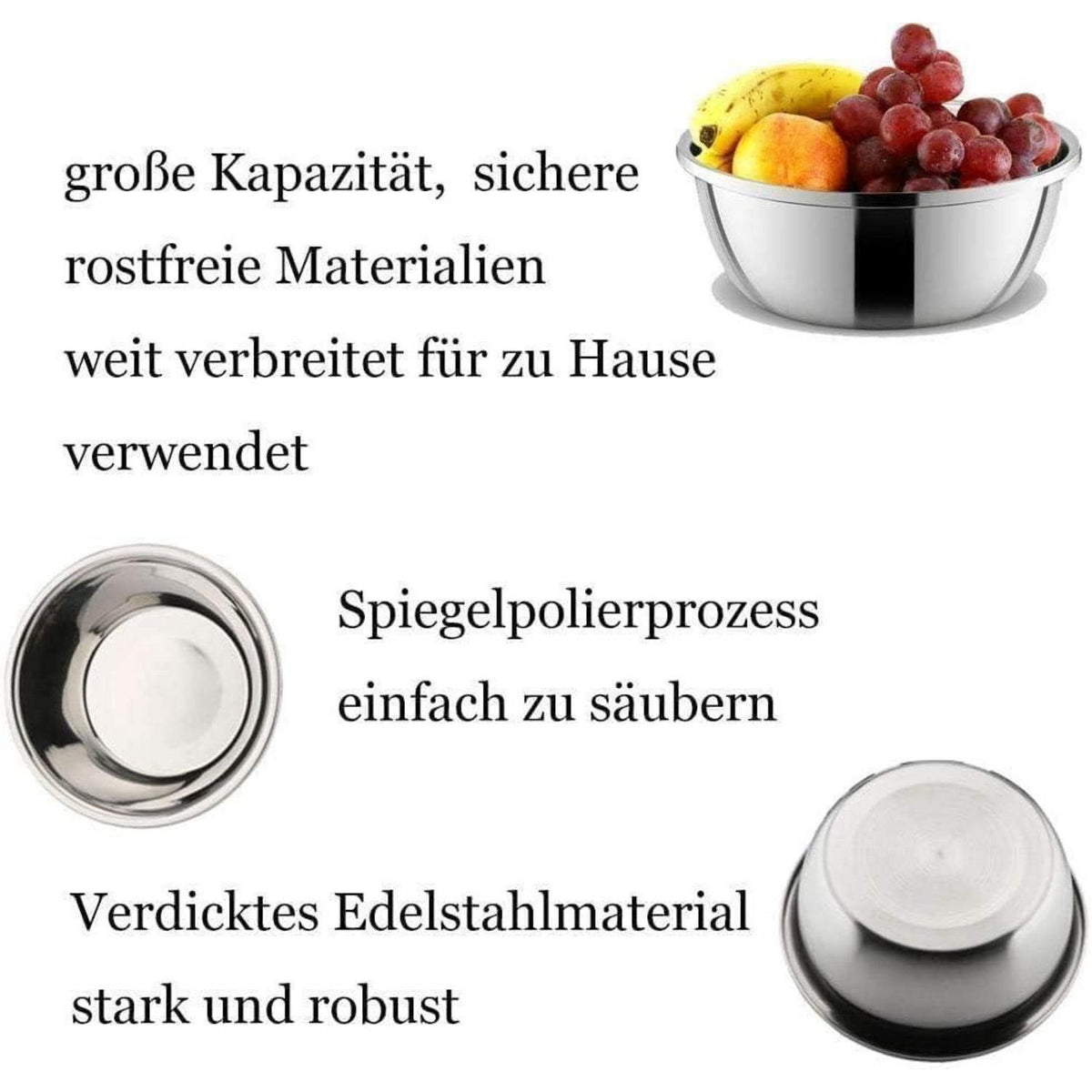 Edelstahl Rührschüssel 32cm mit Sieb – Vielseitige Küchenschüssel