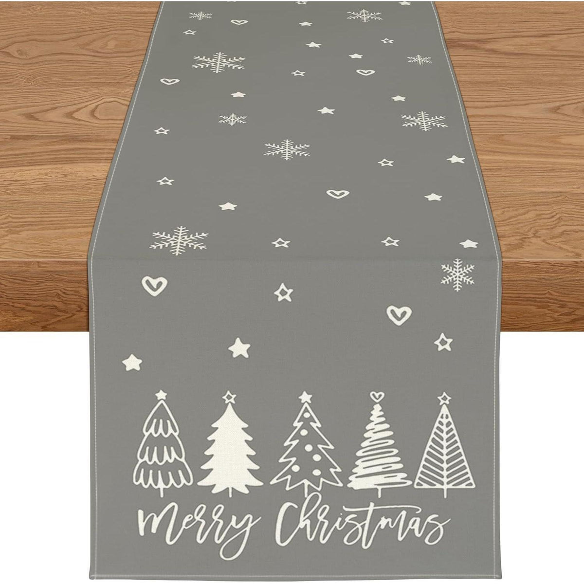 Grauer Tischläufer Weihnachten – Wasserabweisend & Modern 40x100 cm