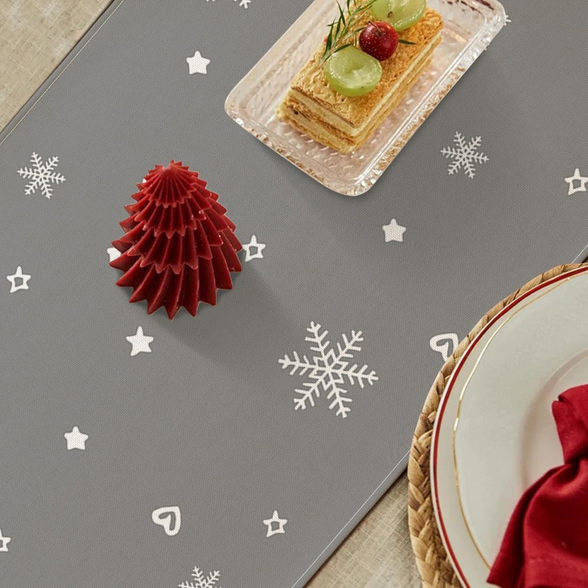 Grauer Tischläufer Weihnachten – Wasserabweisend & Modern 40x100 cm