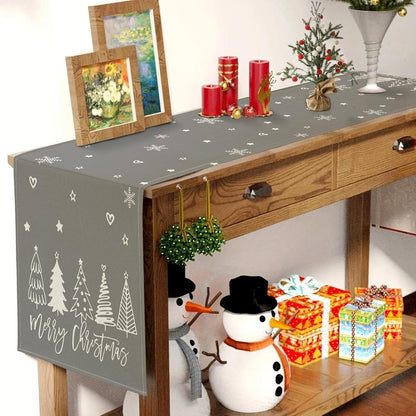 Grauer Tischläufer Weihnachten – Wasserabweisend & Modern 40x100 cm