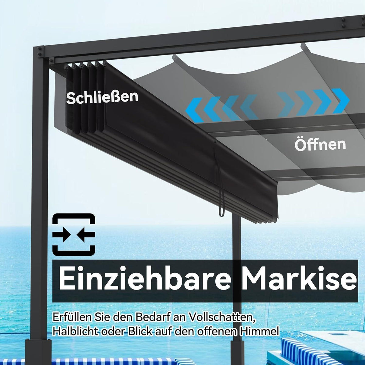 Pergola 3x3m – Terrassenüberdachung, Wasserdicht & Stabil