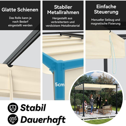 Pergola 3x3m – Terrassenüberdachung, Wasserdicht & Stabil