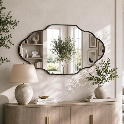 Wavy Gold Wandspiegel – 90x60cm, Aluminiumrahmen