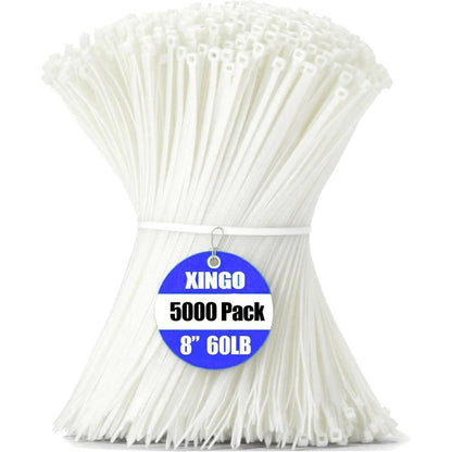 Nylon Kabelbinder 8 Zoll 5000er Pack – Weiß für Garten & Werkstatt