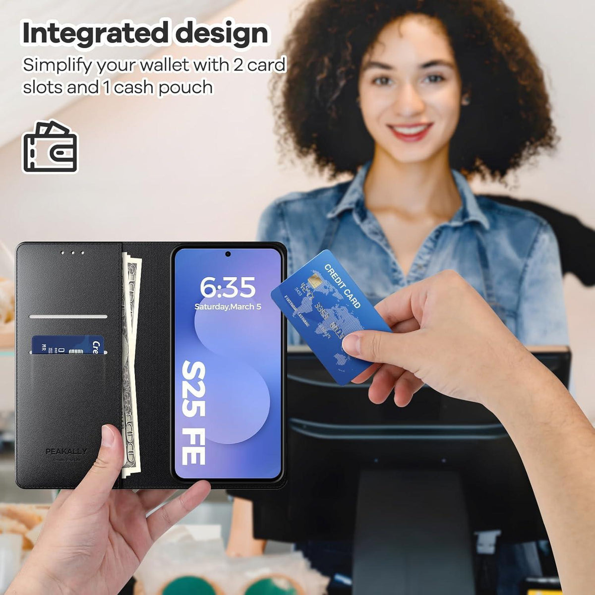 Samsung Galaxy S25 FE Klapphülle mit 2x Panzerglas, Kartenfach & RFID-Schutz