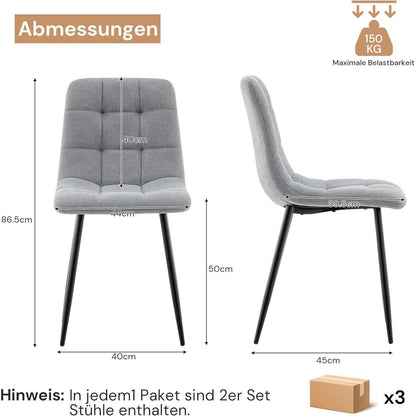Esszimmerstühle Set 6x Dunkelgrau Chenille Gepolstert