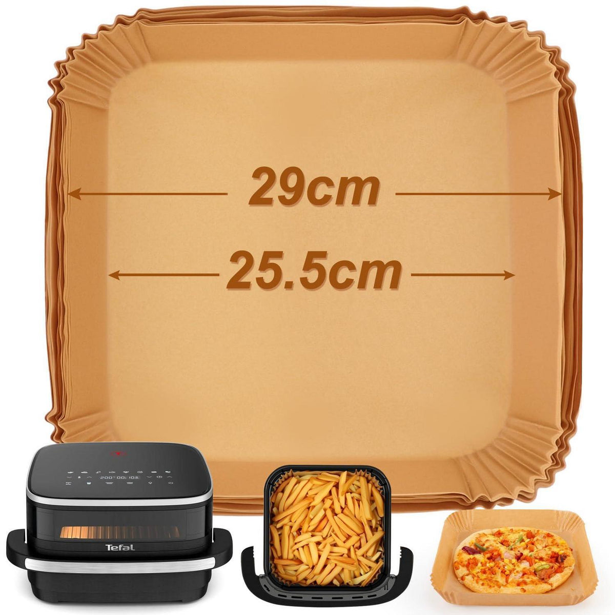 Backpapier für Heißluftfritteuse – 100 Stück, 25,5cm