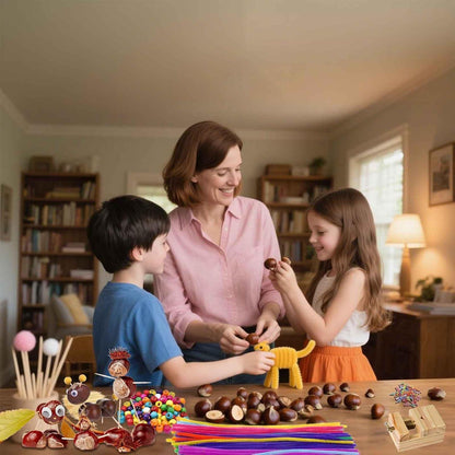 Kastanienbohrer Set Kinder – 698 Teile für Herbstbasteln
