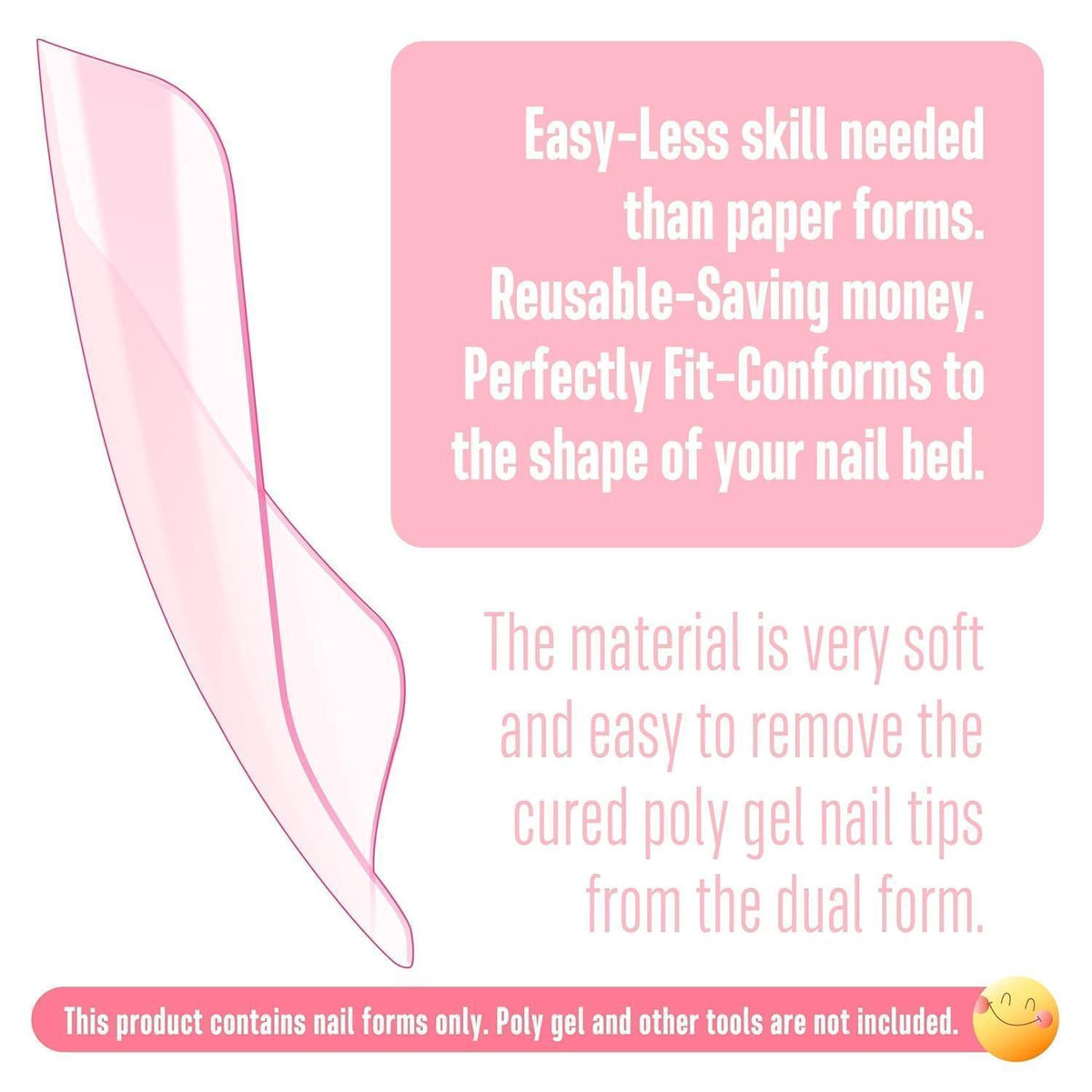 Rosa Zehennagel Dual Forms für Polygel – 300 Stück