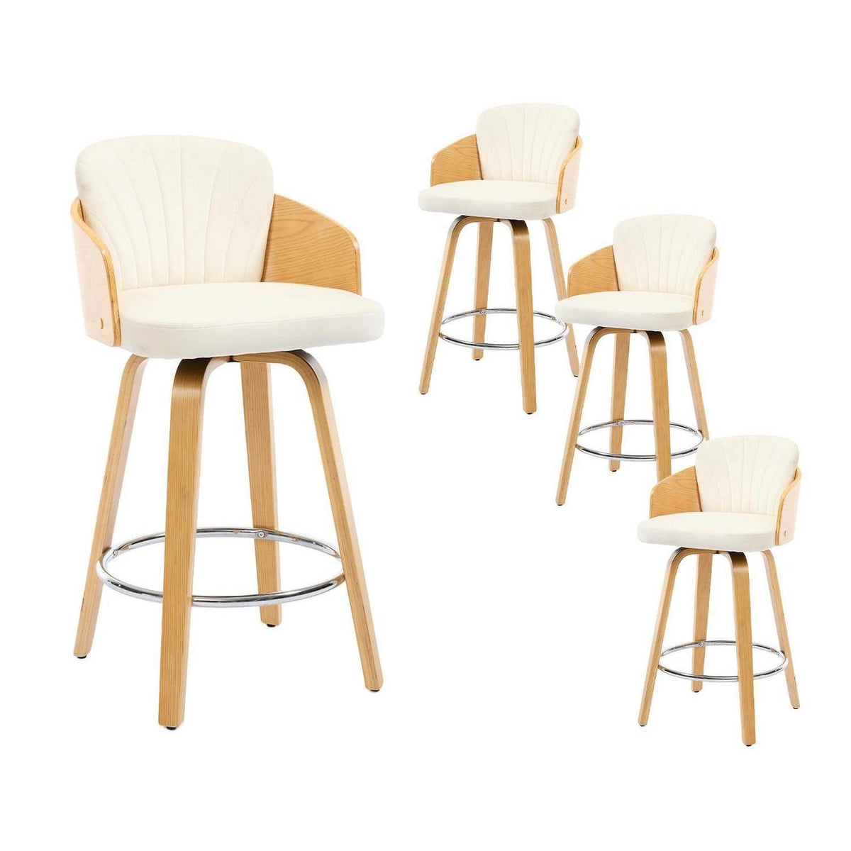 Barhocker Set 4er – Gepolsterte Samtbarhocker mit Holzbeinen