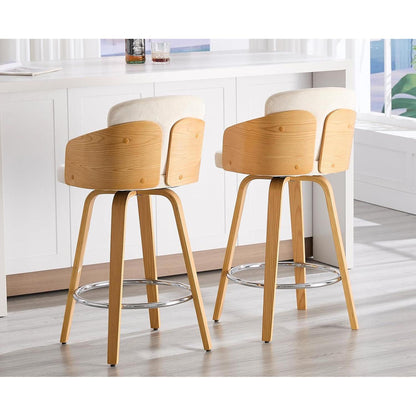 Barhocker Set 4er – Gepolsterte Samtbarhocker mit Holzbeinen