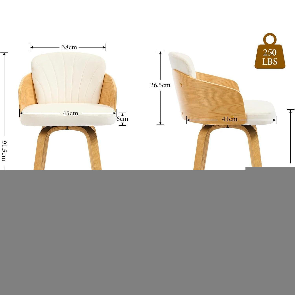 Barhocker Set 4er – Gepolsterte Samtbarhocker mit Holzbeinen