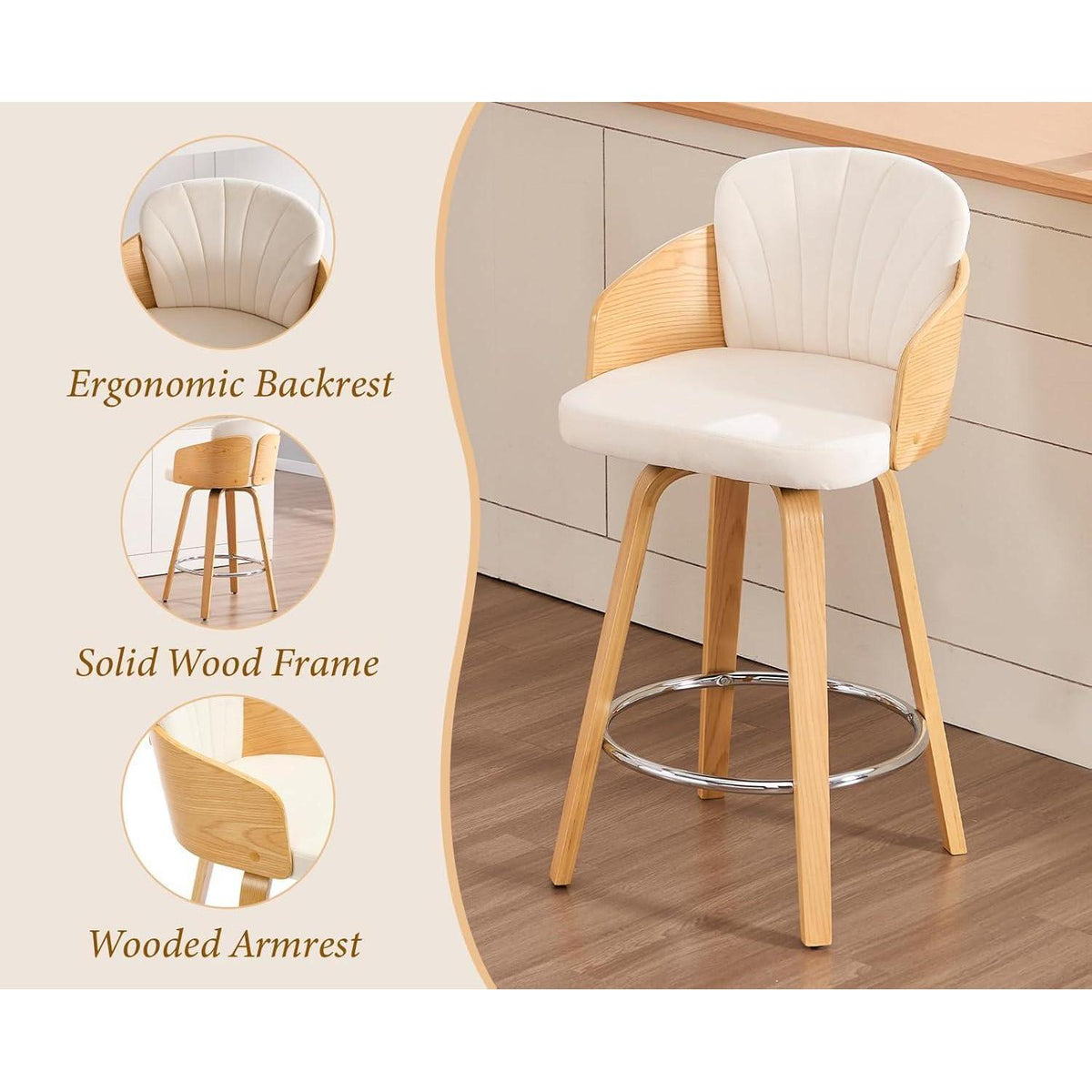 Barhocker Set 4er – Gepolsterte Samtbarhocker mit Holzbeinen