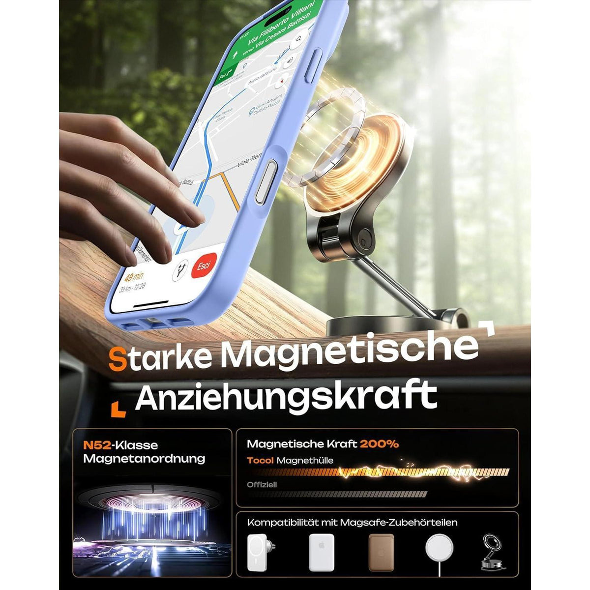 iPhone 17 Pro Max Hülle mit MagSafe, transluzent matt, hellblau