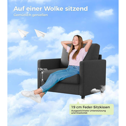 Bequemer Lesesessel Grau – Kleines Sofa für Wohnzimmer & Jugendzimmer
