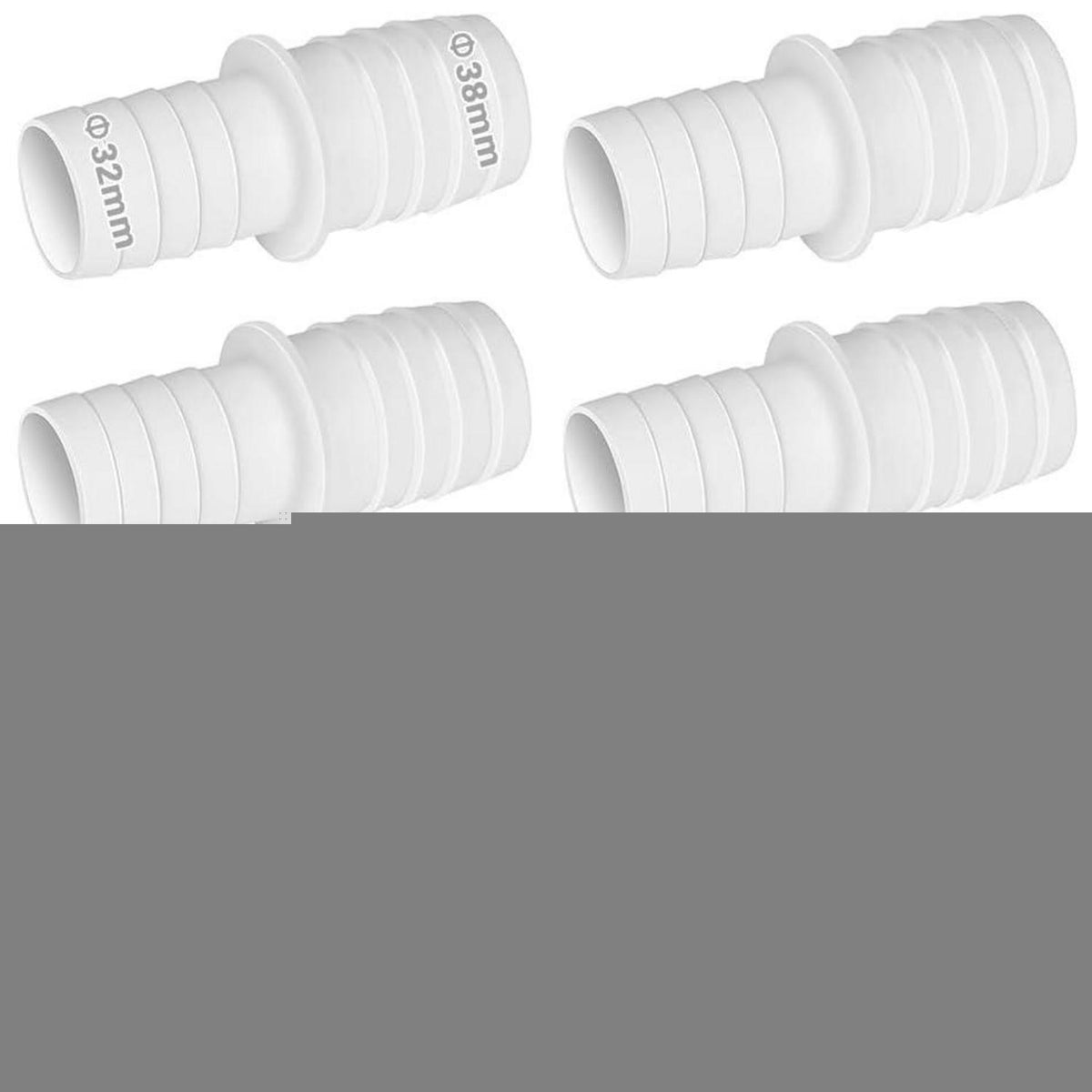 Poolschlauch Adapter 32mm auf 38mm, 4er Set mit Schellen